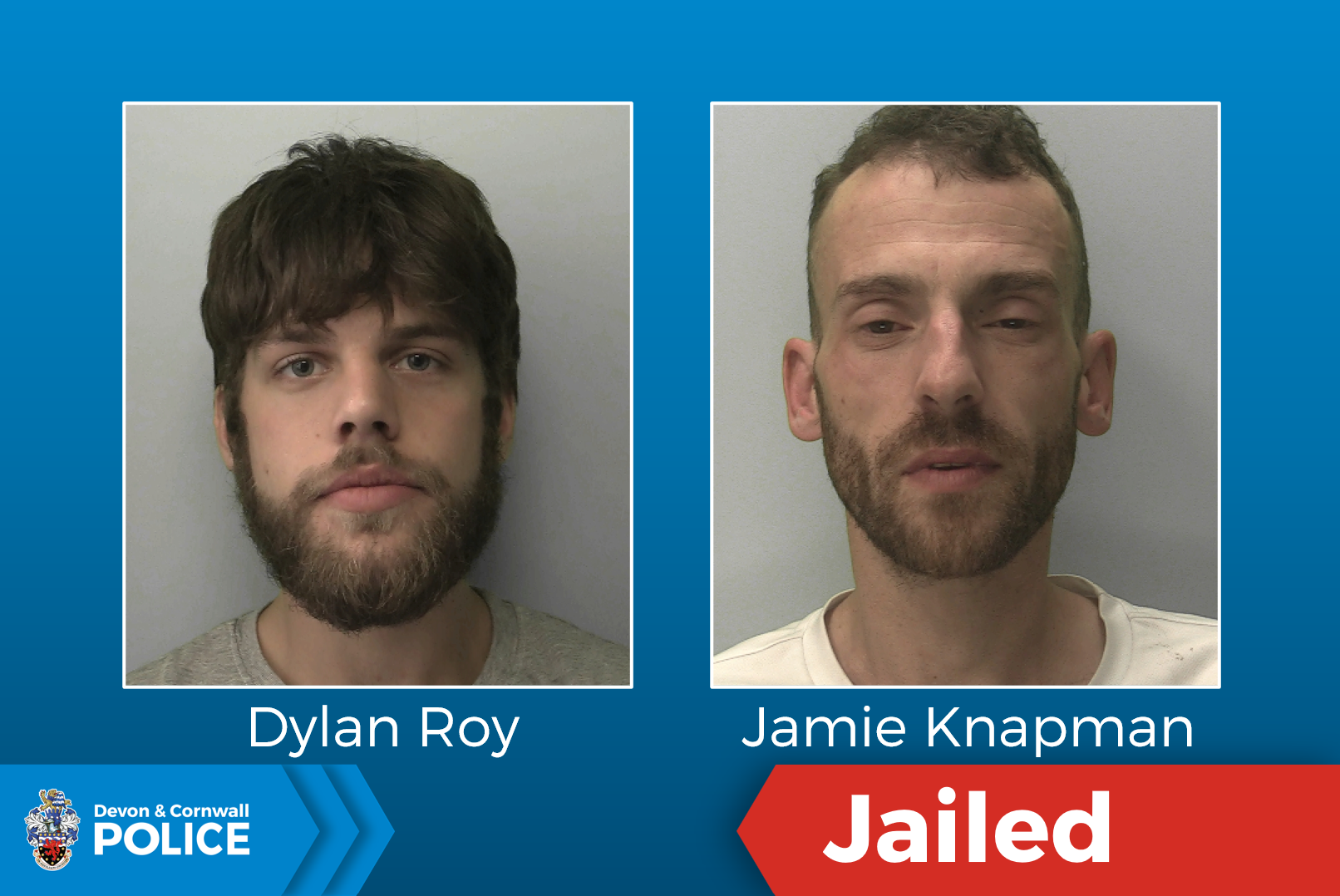 Police graphic identifying Dylan Roy and Jamie Knapman